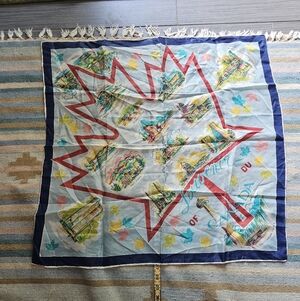 Vintage Souvenir of Canada Scarf with Maple Leaf Design 28x28